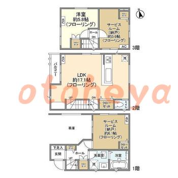 楽器ピアノ可相談 の 賃貸物件 1SLDK 25万円の図面１